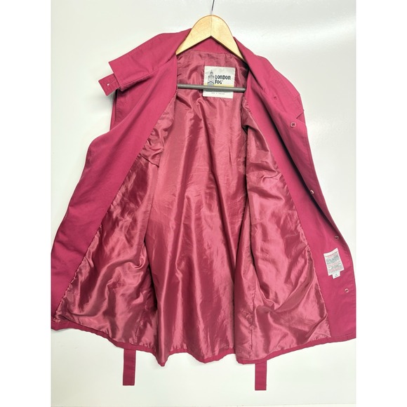 Vintage London Fog Fuchsia Trench Coat Women Size 14 Reg - Picture 6 of 12